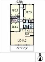 シティコーポ植田山 壱番館303号室の間取り