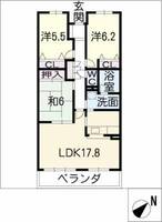 本山日和町ヒルズ 106号の間取り