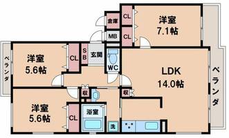 ハウス帝塚山の間取り
