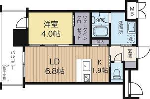 福岡県福岡市博多区石城町(マンション)の賃貸物件の間取り
