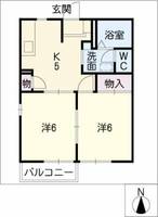 オークビレッジ B棟の間取り