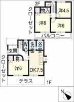 愛知県豊橋市飯村南3丁目(一戸建)の賃貸物件の間取り
