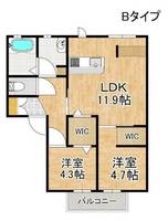 大阪府泉南郡熊取町小垣内1丁目(アパート)の賃貸物件の間取り