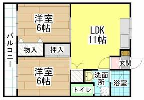福岡県北九州市若松区片山1丁目(アパート)の賃貸物件の間取り