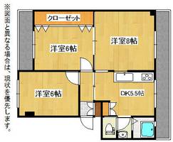 井堀南団地3棟 203号室の間取り
