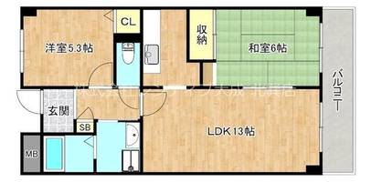 大阪府大阪市生野区巽南3丁目(マンション)の賃貸物件の間取り