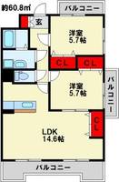 リバージュ中井201の間取り