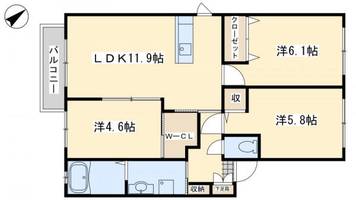 シャーメゾン泉A-202の間取り