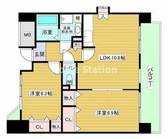 大阪府大阪市西淀川区千舟3丁目(マンション)の賃貸物件の間取り
