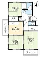 UR中登美第三D240102の間取り
