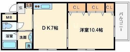 大阪府大阪市淀川区十三元今里1丁目(マンション)の賃貸物件の間取り