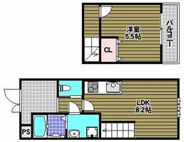 大阪府大阪狭山市狭山1丁目(アパート)の賃貸物件の間取り