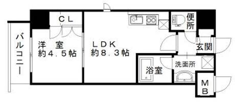 エスティメゾン南堀江704の間取り