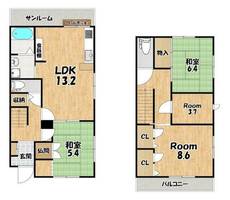滋賀県近江八幡市池田本町(一戸建)の賃貸物件の間取り