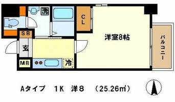 京都府京都市下京区上五条町(マンション)の賃貸物件の間取り