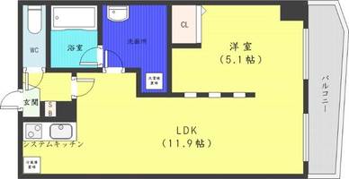 北海道札幌市中央区北一条東9丁目(マンション)の賃貸物件の間取り