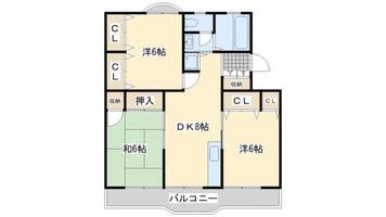 鳴水コーポラス302の間取り
