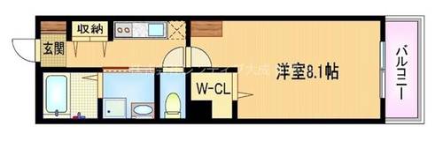 大阪府大阪市都島区都島北通1丁目(マンション)の賃貸物件の間取り