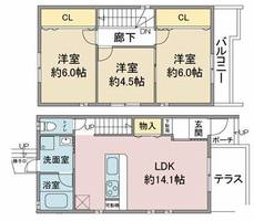 愛知県名古屋市名東区望が丘(一戸建)の賃貸物件Aの間取り