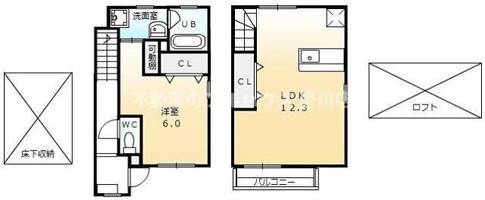 愛知県豊川市緑町(タウンハウス)の賃貸物件の間取り