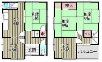 大阪府堺市西区草部(一戸建)の賃貸物件の間取り