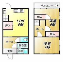 大阪府東大阪市荒川1丁目(一戸建)の賃貸物件の間取り