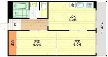 大阪府大阪市中央区高津1丁目(マンション)の賃貸物件の間取り