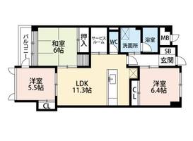 福岡県北九州市小倉南区蒲生4丁目(マンション)の賃貸物件の間取り