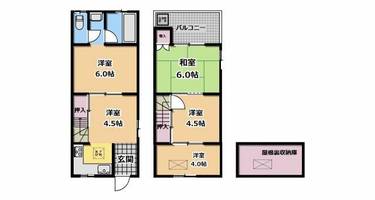 大阪府守口市南寺方中通1丁目(一戸建)の賃貸物件の間取り