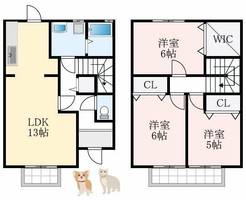 大阪府大阪狭山市茱萸木2丁目(テラスハウス)の賃貸物件の間取り