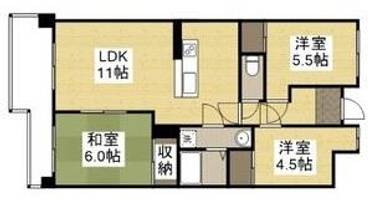 兵庫県姫路市広畑区東新町2丁目(マンション)の賃貸物件の間取り