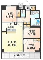 兵庫県西宮市戸田町(マンション)の賃貸物件の間取り