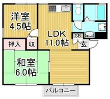 福岡県大野城市若草1丁目(アパート)の賃貸物件の間取り