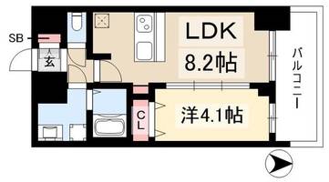 プレサンス桜山駅前アフォード1402の間取り