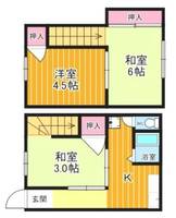 大阪府大阪市港区市岡元町2丁目(テラスハウス)の賃貸物件の間取り