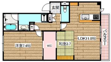 ヴィラソレーユ古曽部町B棟302の間取り