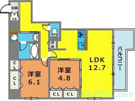 兵庫県神戸市中央区磯辺通1丁目(マンション)の賃貸物件の間取り