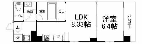 大阪府大阪市天王寺区上汐3丁目(マンション)の賃貸物件の間取り