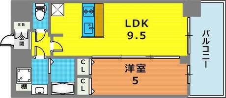 兵庫県神戸市中央区筒井町3丁目(マンション)の賃貸物件の間取り