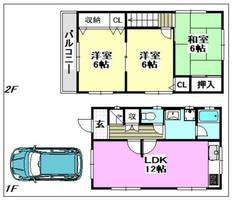 大阪府茨木市玉櫛1丁目(一戸建)の賃貸物件Aの間取り