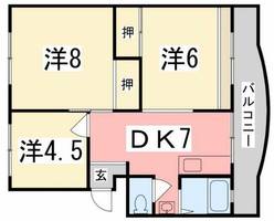 溝口ハイツD-4の間取り