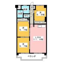愛知県名古屋市中川区一色新町3丁目(マンション)の賃貸物件の間取り