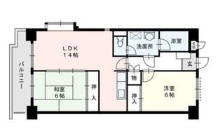 福岡県福岡市博多区那珂1丁目(マンション)の賃貸物件の間取り