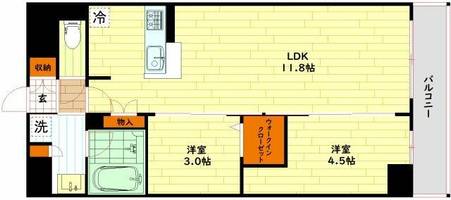 大阪府大阪市北区天神橋2丁目(マンション)の賃貸物件の間取り
