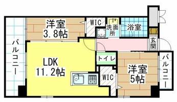 福岡県北九州市八幡西区三ケ森2丁目(マンション)の賃貸物件の間取り