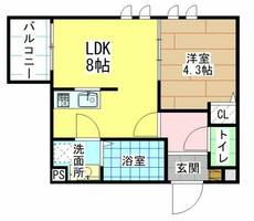 福岡県北九州市八幡西区黒崎5丁目(アパート)の賃貸物件の間取り