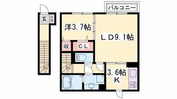 兵庫県姫路市大津区平松(アパート)の賃貸物件の間取り