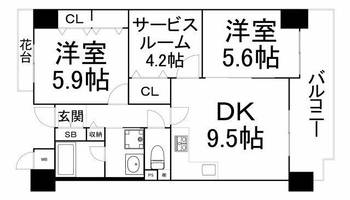 大阪府大阪市阿倍野区天王寺町南3丁目(マンション)の賃貸物件の間取り