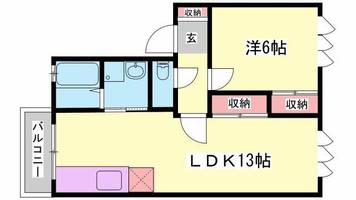 兵庫県姫路市広畑区蒲田3丁目(アパート)の賃貸物件の間取り