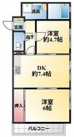 大阪府豊中市曽根東町1丁目(マンション)の賃貸物件202の間取り